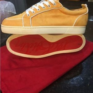 Christian Louboutin Louis Junior Flat Mens yellow Sneakers SUEDE SIZE 9
